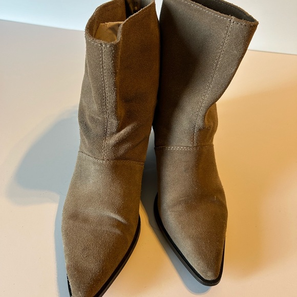 ZARA Nude  Suede Leather Ankle Boots with side Fringe Cowboy - Picture 9 of 11